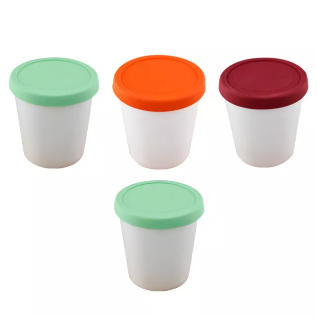 4 Pcs Ice Cream Cup Pp Fridge Tubs with Lids