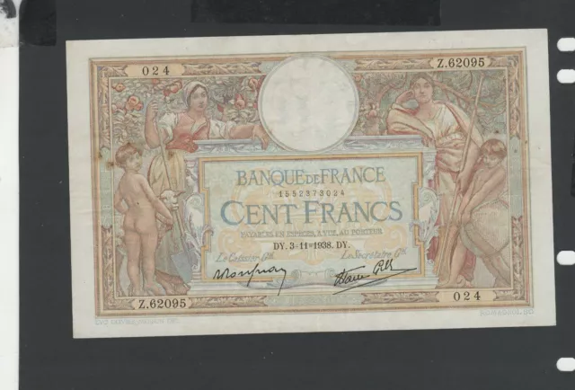 " Baisse de prix " Billet 100 Francs MERSON Modifié 03/11/38 SUP Fay 25-34