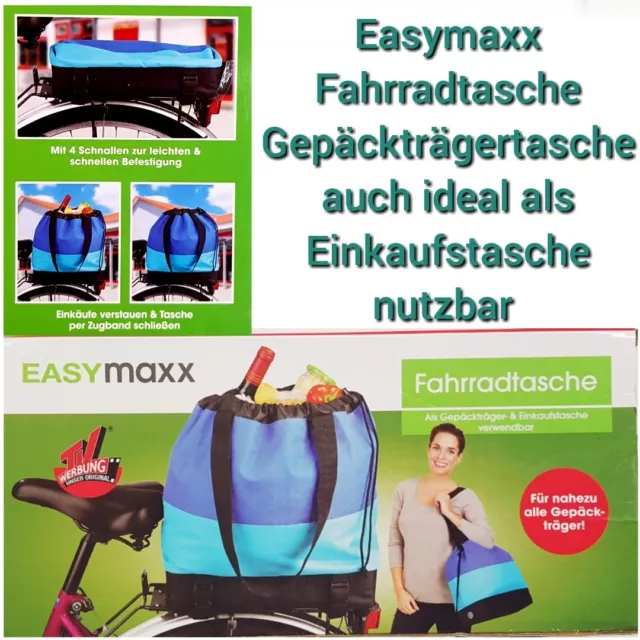 Easymaxx Fahrradtasche Gepäckträgertasche Einkaufstasche mit 4 Klickschnallen