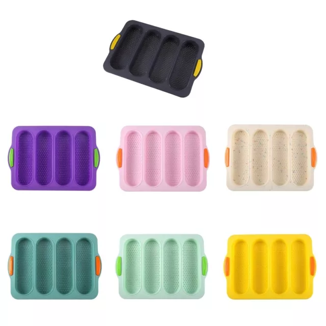 4 Slot Silicone Pan French Tray for Baking Cakes Hamburgers Loaves Toast Mold 2