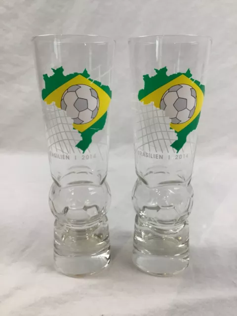 2 Biergläser Gruibinger Bier Fußball Glas Brasilien 2014