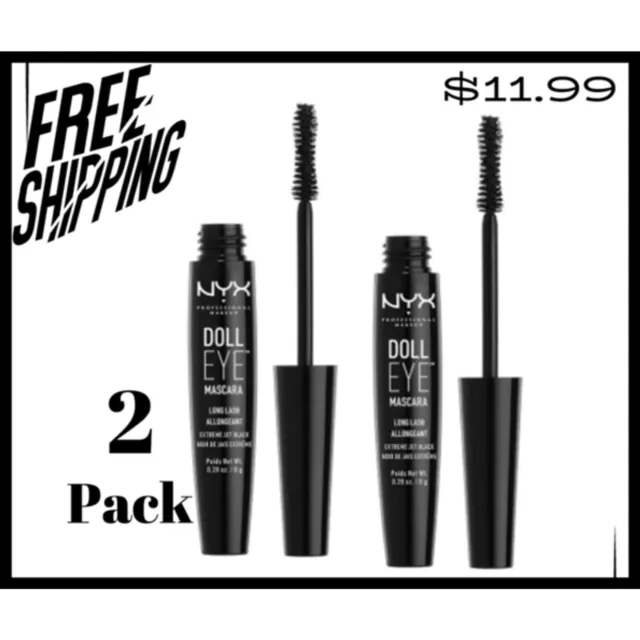 NYX Doll Eye Mascara, Waterproof, EXTREME JET BLACK.