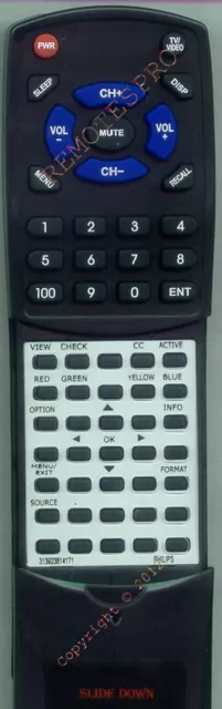 Replacement Remote for PHILIPS 47PFL7422D, 42PFL7422D, 32PFL5322D37
