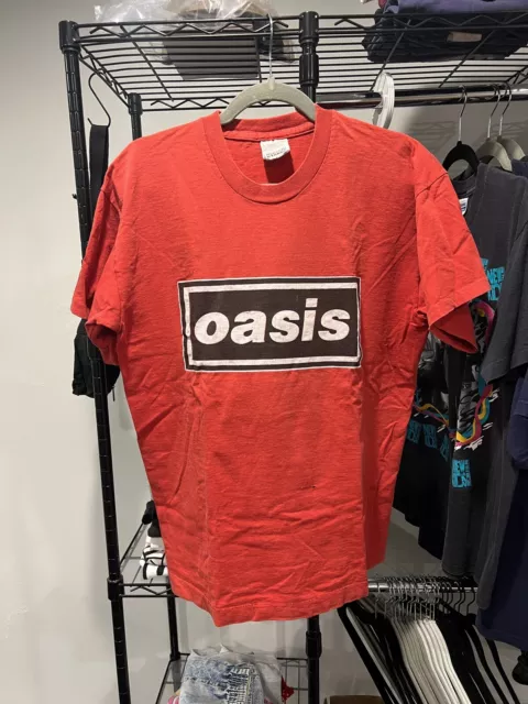 Vintage Oasis Band Graphic Shirt Rock Box Logo Vtg 90s Screen Stars USA Britpop