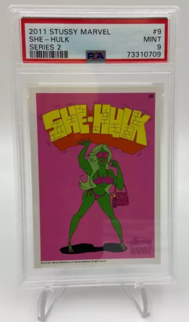 2011 STUSSY MARVEL Series 2 SHE-HULK #9 Trading Card MCU graded PSA 9 MINT
