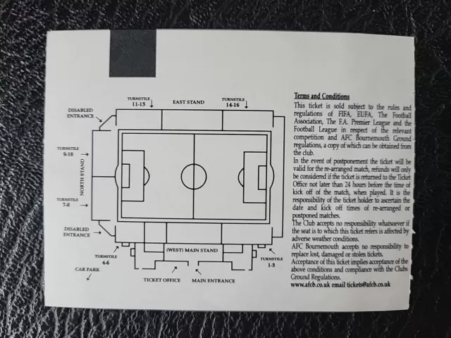 Ticket Stub Bournemouth V Lincoln City 2002 / 2003 League Division Three 2