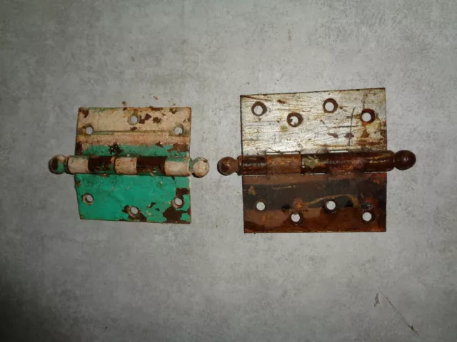 2 Vintage Heavy Grade Ball Top Stanley Hinges ##