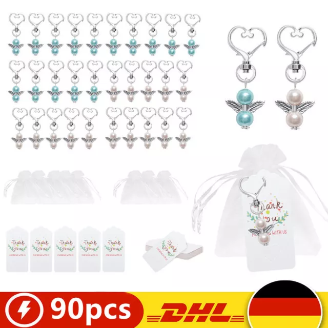 90X Schutzengel Glücksbringer Perlenengel Hochzeit Taufe Gastgeschenk Anhänger