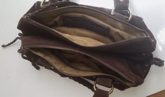 NWT! Kooba Brown Suede & Leather Frankie Handbag Purse Satchel Bag RARE DESIGN! 3