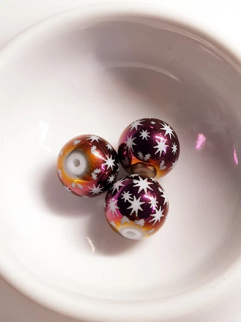 3 x Stern Glasperlen zur Schmuckherstellung Basteln Beads Galvanisiert Ø 10mm