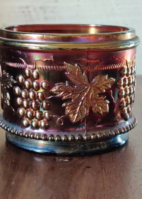 Antique Northwood Grape & Cable Amethyst Carnival Glass Powder Jar c1900 NO LID