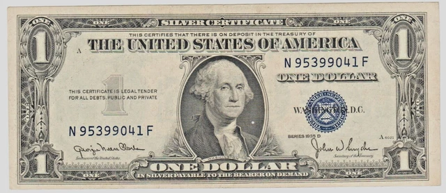 United States USA US XF Circulated Note $1 Dollar 1935 D Blue Seal Silver Cert.