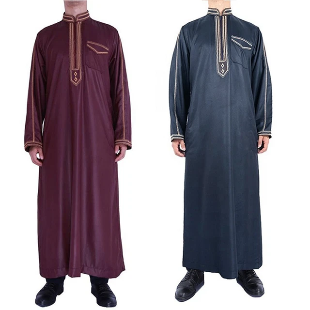 Abito sciolto con supporto arabo saudita colletto manica lunga per uomo musulmano stile casual