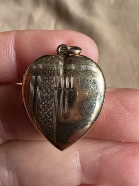 Art Deco Rolled Gold Mark Heart Locket Rolled Gold  Pendant