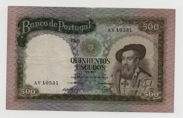 Portugal Portuguese 500 Escudos 1958 Pick 162 Look Scans