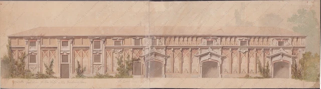 1920 VENEZIA Progetto disegno Padiglioni Villa Volpi alla Giudecca acquerello
