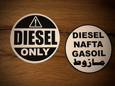 2x Diesel Only ADESIVI Gasoil nafta Offroad SERBATOIO STICKER Expedition 4x4 v8 298