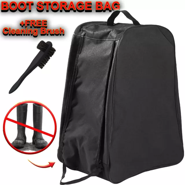 Boots Muddy Hunting Fishing Wellington Welly Boot Storage Carry Bag + Free Brush