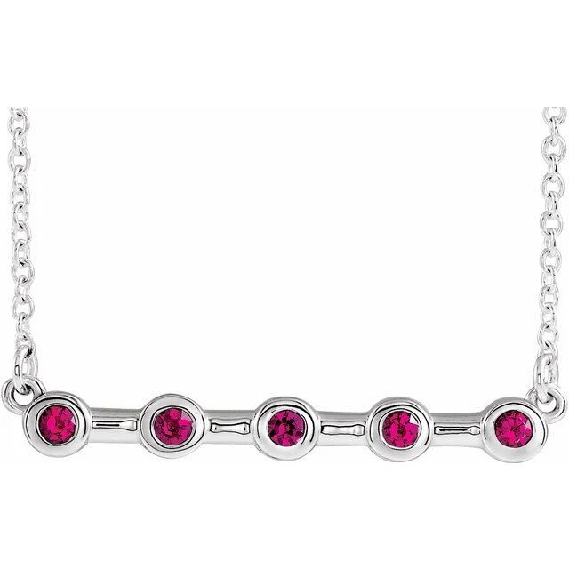 PLATINE 3 MM Rond Lab-Grown Rubis Solitaire 16  Collier EUR 527,51