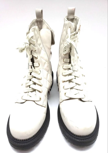Women's BEBE White Lace Boots 10