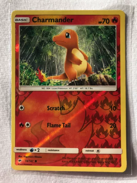 Charmander REVERSE HOLO RARE 18/147 Pokemon SM Burning Shadows NM
