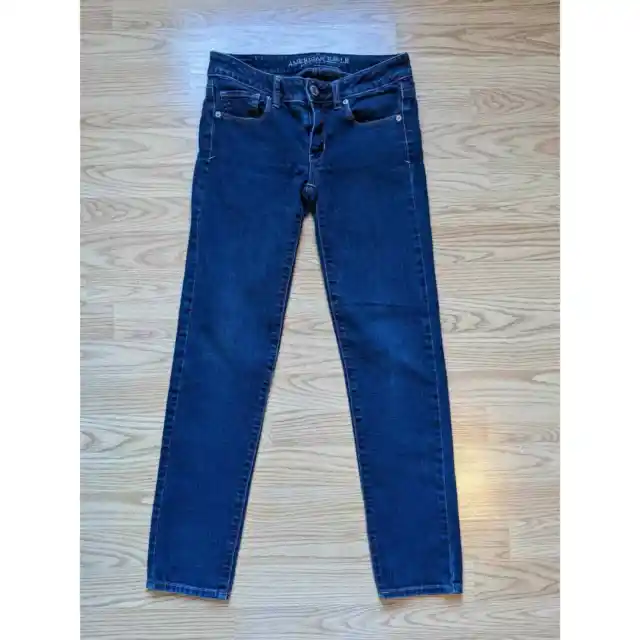 Womens American Eagle Outfitter Skinny Super Stretch Jeans Size 2 Short Blue