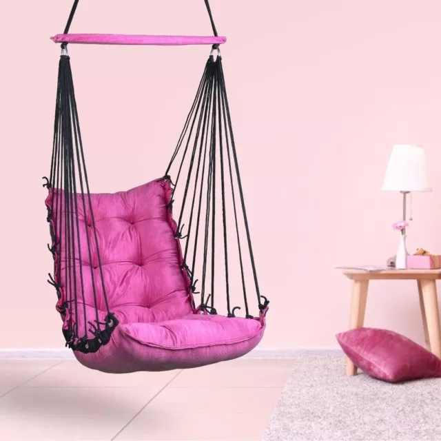 Portable Hanging Cotton Swing Relaxing Chair Jhula Cushion Decor Hammock