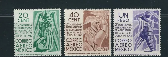 MEXICO 1942 2nd INTER AMERICAN AGRICULTURAL CONF. (Scott C126-128) VF MNH