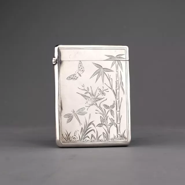 Antique Sterling Silver Japanese / Aesthetic Pattern Visiting Card Case. 1879.