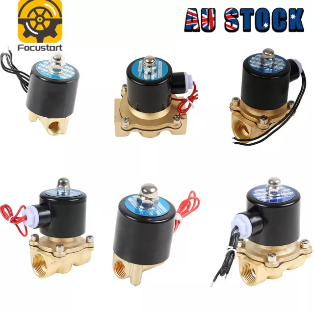 AC 220V DC 12V-24V Normal Closed Electric Solenoid Valve Water Air Brass N/C AU