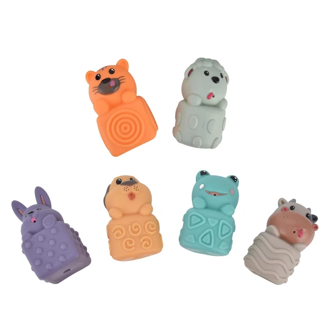 Baby Stacking Teething Toy Squeezing Soft Blocks Toys Chewable Animal Shape For