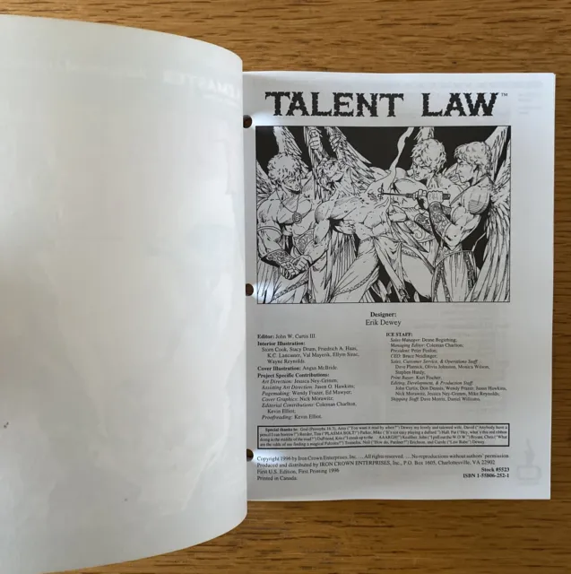 Rolemaster Talent Law ICE #5523 Eisenkrone Softback Edition SELTEN 2