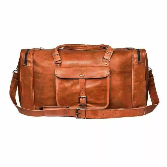 Genuine Leather Men's Useful Travel Luggage Duffel Shoulder Vintage Weekend Bag