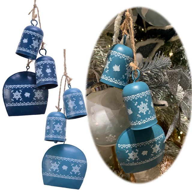 2x Deko-Objekt Kuh-Glocken 6 Glöckchen Alm Winter Christbaum-Hänger Nostalgie