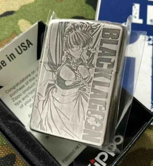 Zippo Black Lagoon Roberta Silver Oil Lighter Double Sided Etching Brass Japan
