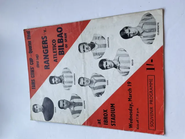 Glasgow Rangersv Atletico Bilbao. Fairs Cities Cup. Quarter Final 19 March 1969