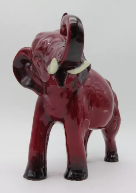 Royal Doulton - Rare Flambe Ceramic Elephant HN 966 White Tusks (Damaged)