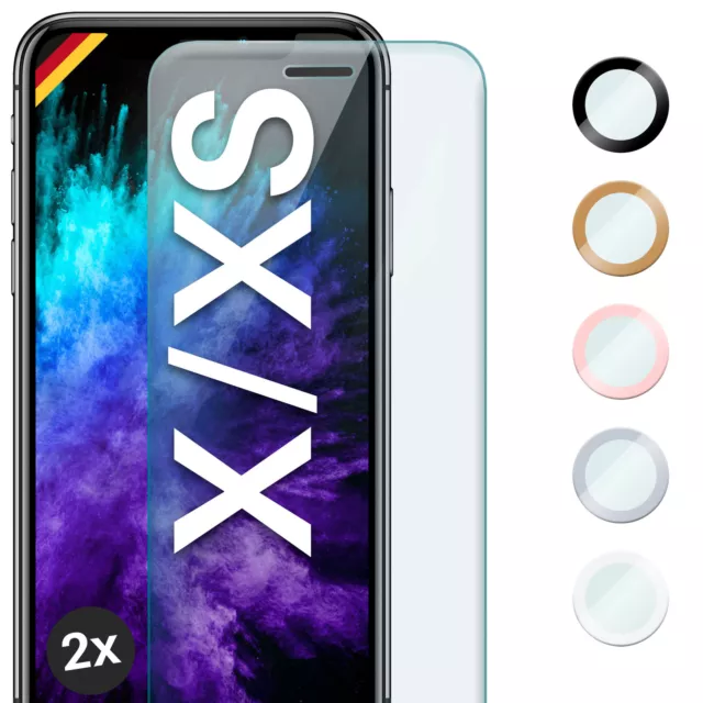 2x Panzerfolie für Apple iPhone X / iPhone XS Glas Full Screen Cover Schutzglas