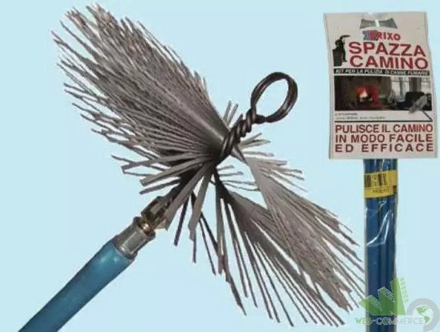 Kit Scovolo 250Mm Spazzacamino Brixo Asta 8,40 Mt Pulizia Tubo Stufa Caminetto
