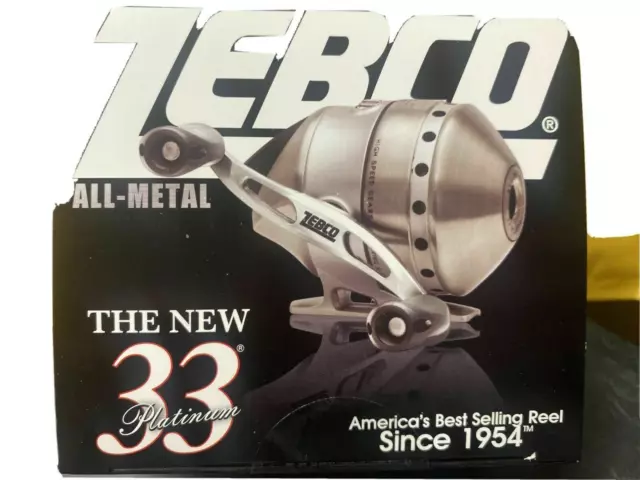 Vintage Zebco 33 Authentic Bearing System Spincast 33J-F9 Silver