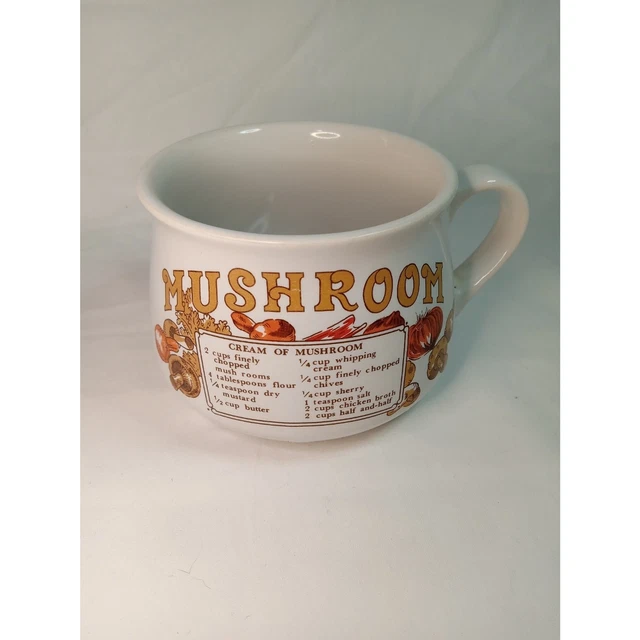 Vintage Mushroom Soup Mug with soup recipe