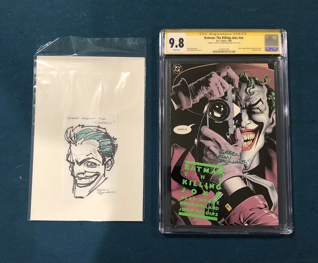 BRIAN BOLLAND Original JOKER SKETCH ART & CGC 9.8 Signed THE KILLING JOKE Batman