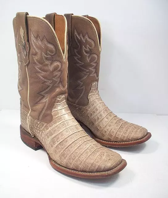 Cody James Men's 8 D Tan Caiman Belly Skin Western Boots Broad Square Toe