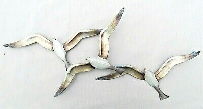 Seagulls in flight rustic metal wall art sea life shore birds decor