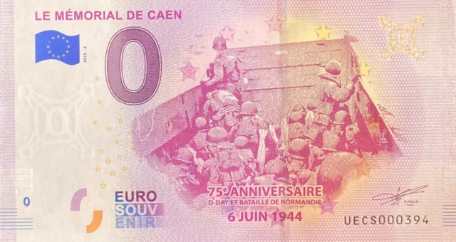 Billet 0 Zero Euro Memorial De Caen   France 2019 Numero Divers