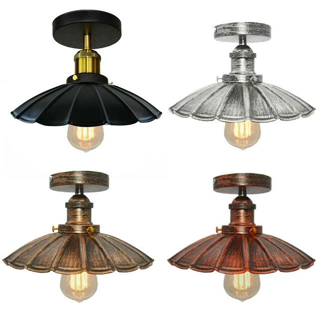 PLAFONNIER INDUSTRIELLE RETRO En MéTal Cage Fer Noir, Suspension Luminaire EUR 40,78 - FR