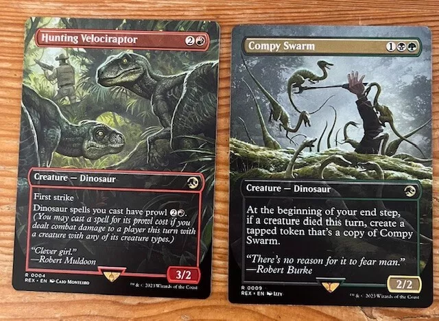 MTG Hunting Velociraptor + Compy Swarm - BOTH Jurassic cards!