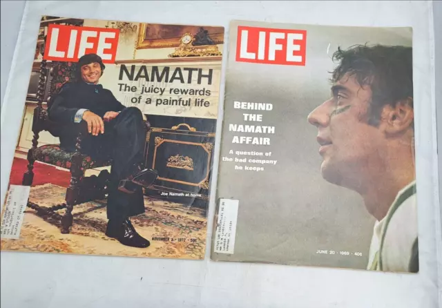 Lot of 2 Life Magazines Joe Namath Covers June 20 1969, Nov 3 1972