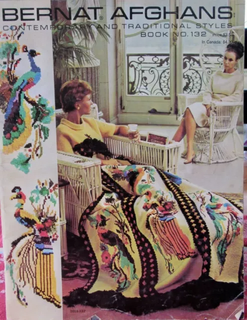 Vintage 1975 BERNAT AFGHANS Book 132 Knitting Crochet 21 Unusual Patterns
