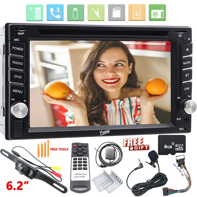 6.2" Touch Double 2DIN Car DVD CD Radio Stereo Player GPS Navigation Camera
